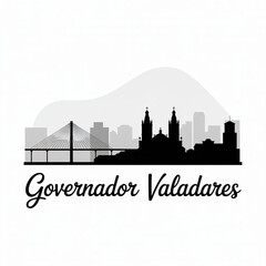 Fototapeta premium Governador Valadares Skyline Silhouette — Brazil's Mountain City of Minas Gerais Vector Illustration