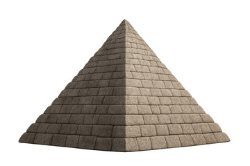 Stone pyramid structure with textured blocks offering a symbol of ancient history and enduring mystery, transparent background