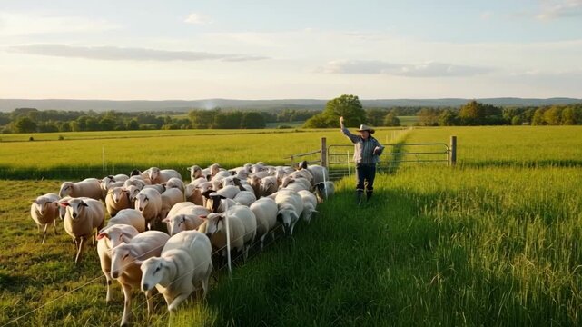 Shot of sheep moving between pasture sections illustrating the strategic approach of rotational grazing to prevent parasite buildup in flocks