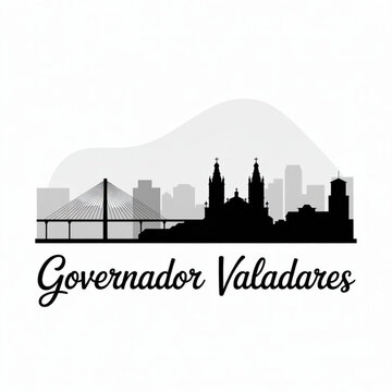 Governador Valadares Skyline Silhouette &mdash; Brazil's Mountain City of Minas Gerais Vector Illustration