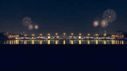 Fototapeta premium fireworks over the river