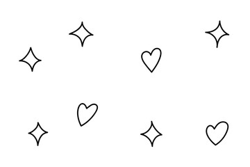 かわいい手書き風のキラキラやハートの素材
