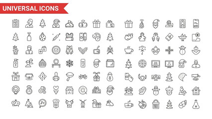 Universal Icons Set For Christmas And Holidays With Various Symbols And Objects winter santa