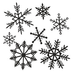 Elegant snowflake collection for winter holidays, perfect for festive designs and stylish seasonal backgrounds, vector clip art elements for your projects
