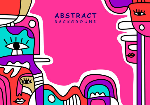 contemporary vector abstract portraits characterized by a fusion of Cubism, Pop Art