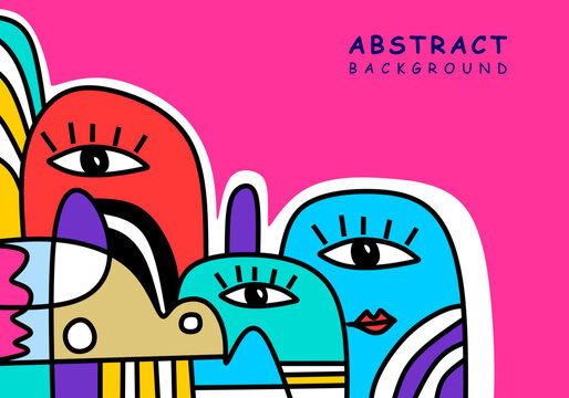 contemporary vector abstract portraits characterized by a fusion of Cubism, Pop Art