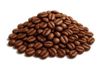 Naklejka premium Coffee beans forming a pile, ready for grinding and brewing a refreshing beverage. Brown roasted seeds with transparent background