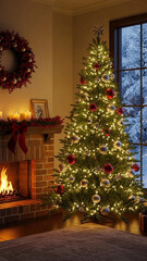 christmas tree with gifts and decorations