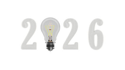 2026 with a light bulb transparent background