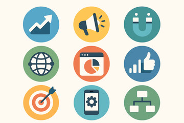 Fototapeta premium Digital Marketing and Business Analytics Icons Set