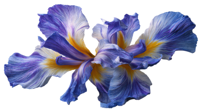 Iris flower petals blooming with abstract brushstrokes texture, vibrant floral artwork on transparent background - Powered by Adobe