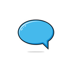 Blue Speech Bubble with Black Outline and Shadow