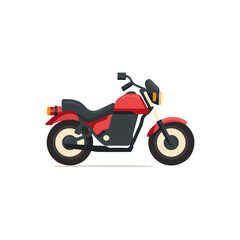 Obraz premium Flat Design Red Motorcycle Isolated on White Background