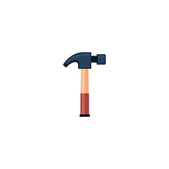 Flat Hammer Illustration on White Background for Construction Projects