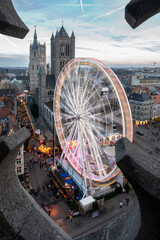 Christmas Market in Ghent from Above