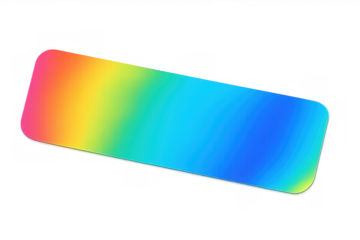 Rainbow gradient rectangle banner with rounded corners, colorful vibrant smooth design element, transparent background