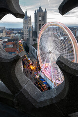 Christmas Market in Ghent from Above
