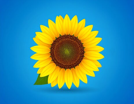 Vivid close-up of a vibrant sunflower against a bold, bright blue background