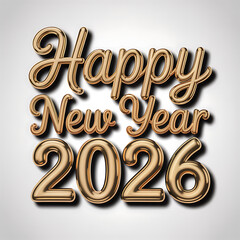 Happy New Year 2026 Gold 3D Text Celebration Design