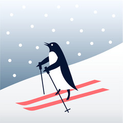 Penguin skiing 