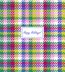 Happy holidays card with checkered pattern