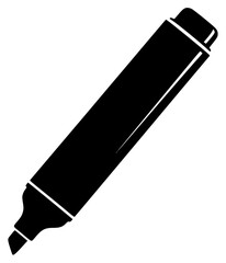 A black and white silhouette of a pen., black, flat, fountain pen, icon, illustration, ink, mark, pen, profile, roller, rolling pin, scroll, tool, tube, against transparent background