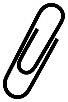 A black paperclip icon on a , black, icon, illustration, logo, symbol, against transparent background