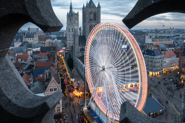 Christmas Market in Ghent from Above