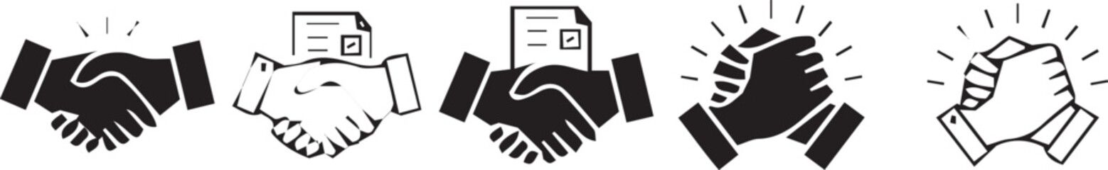 Handshake icon set. Business agreement handshake. friendly handshake icon symbol. partnership deal symbol for apps, ui, website, vector illustration