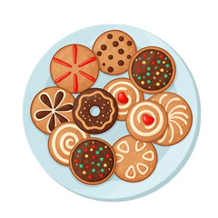 Fototapeta premium Assortment of various decorated holiday cookies served on a plate