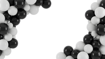 Black and white balloon archway isolated on transparent background