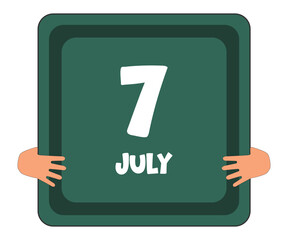 July Month Name sign board hands holding with transparent background