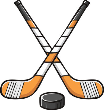 ice hockey stick and puck