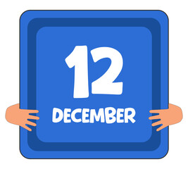 December Month Name sign board hands holding with transparent background