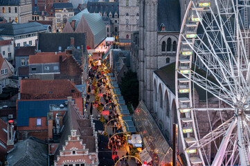 Christmas Market in Ghent from Above