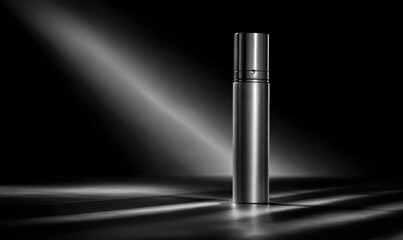 A bottle of perfume is sitting on a table