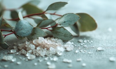 A leaf with salt on it