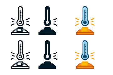 Quantum Thermometer Art. Low-temperature apparatus symbol showing thermometer and energy lines around quantum sample, sleek