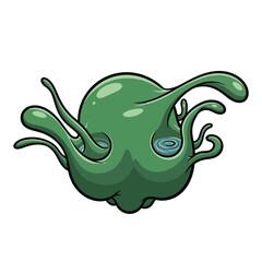 Green oozing blob monster cartoon
