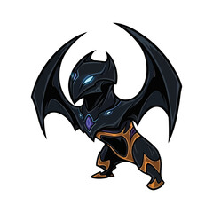 Dark armored bat-winged creature design