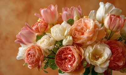 Obraz premium A bouquet of flowers with pink and white flowers