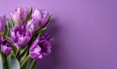Fototapeta premium A bunch of purple flowers are in a vase