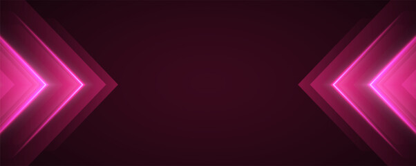 Glowing pink arrows background, dynamic glowing pointers backdrop, fast motion. Movement, boost or action concept. Vector illustration.