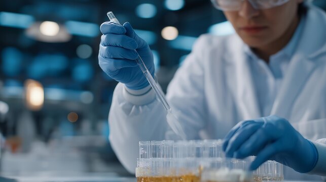 A scientist sealing biological samples inside cryo-capsules, vapor swirling around gloved hands under bright lab lighting — cryogenic preservation, biotech precision, and medical research