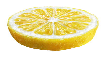 Half juicy yellow lemon slice revealing fresh citrus fruit pulp, a healthy ingredient for drinks and cooking