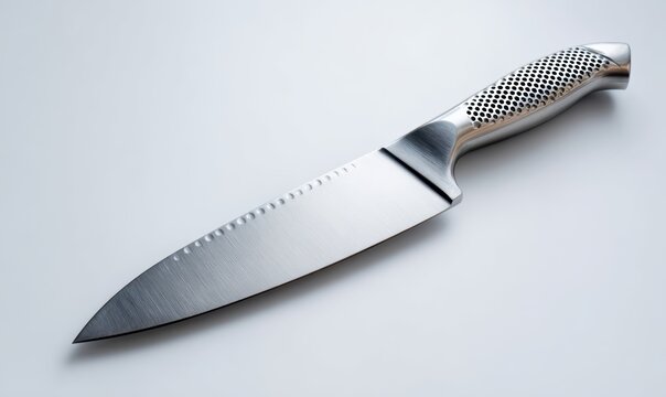 A knife with a black handle and a silver blade