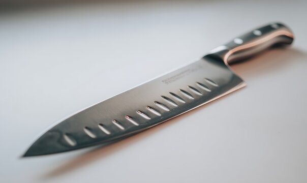 A knife with a black handle and a silver blade