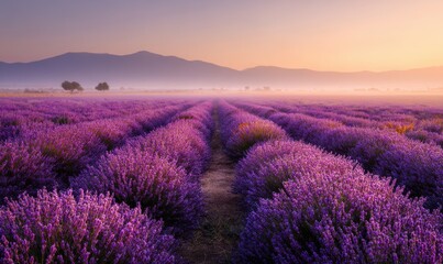 A field of lavender with a path through it