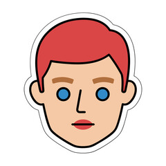 Fototapeta premium Stylized Portrait of a Person with Red Hair Blue Eyes and Red Bowtie White Shirt and Grey Suspenders Smiling Happily Against a Black Background