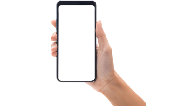 hand holding smartphone mockup - Powered by Adobe
